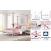 French Country Style Four Poster Metal Canopy Bed in Pink Finish