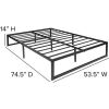14 Inch High Heavy Duty Black Metal Platform Bed Frame