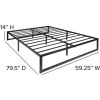 14 Inch High Heavy Duty Black Metal Platform Bed Frame