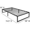14 Inch High Heavy Duty Black Metal Platform Bed Frame