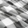 Plaid Soft Faux Fur Comforter Set in Black White Grey
