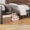 Modern Farmhouse Metal Platform Bed Frame with Brown Wood Headboard