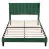 Green Velvet Upholstered Platform Bed Frame with Headboard