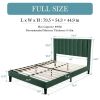 Green Velvet Upholstered Platform Bed Frame with Headboard