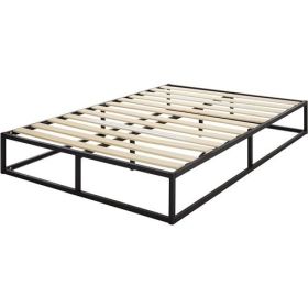10-inch Low Profile Modern Metal Wood Slat Platform Bed Frame (size: Full)