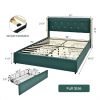Full Size Linen Headboard 4 Drawer Storage Platform Bed