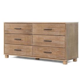 Modern Farmhouse Solid Wood 6 Drawer Double Dresser (Color: Rustic Pine)