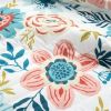 Lightweight Floral Teal Blue Pink White 3-Piece Polyester Quilt Set
