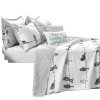 Blue Grey Birds On Wire Lightweight 7 PCS Quilt Set