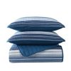 Size Coastal Blue Stripe Reversible Cotton Quilt Set