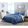 Size Coastal Blue Stripe Reversible Cotton Quilt Set