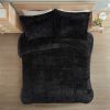 Black Soft Sherpa Faux Fur Comforter Set with Pillow Shams