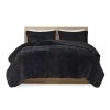 Black Soft Sherpa Faux Fur Comforter Set with Pillow Shams