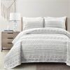 Scandinavian Chevron Grey White Reversible Cotton Quilt Set