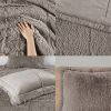 Grey Soft Sherpa Faux Fur Comforter Set with Pillow Shams