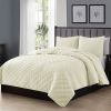 Ivory Polyester Microfiber Reversible Diamond Quilt Set