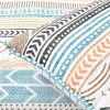 Scandinavian Chevron Teal White Orange Reversible Cotton Quilt Set