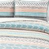 Scandinavian Chevron Teal White Orange Reversible Cotton Quilt Set