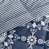 3-Piece Navy Blue White Reversible Floral Striped Comforter Set