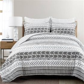 Scandinavian Chevron 5 Piece Black White Lightweight Comforter Set (size: FULL/QUEEN)