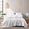 White Farmhouse Microfiber Diamond Quilted Bedspread Set Frayed Edges