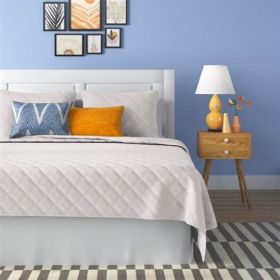 3-Piece White Polyester Microfiber Diamond Quilted Quilt Set (size: FULL/QUEEN)