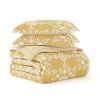 Yellow White Reversible Floral Striped Comforter Set