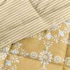 Yellow White Reversible Floral Striped Comforter Set