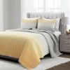 Yellow Orange Grey Lightweight Crinkle Fabric 3 Piece Quilt Set