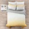 Yellow Orange Grey Lightweight Crinkle Fabric 3 Piece Quilt Set