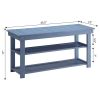 Wooden 2-Shelf Shoe Rack Storage Bench for Entryway or Closet