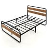 Industrial Wood and Metal Tube Platform Bed with Headboard and Footboard