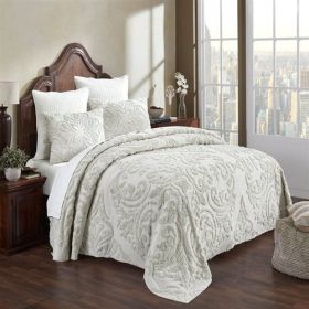 Full Size 100-Percent Cotton Chenille 3-Piece Coverlet Bedspread Set (Color: Ivory)