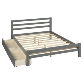 Gray Low Profile 2 Drawer Storage Platform Bed (size: Full)