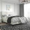 White Velvet Upholstered Platform Bed Frame with Headboard