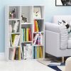 Modern 42-inch High Bookcase with Open Shelves in White Wood Finish