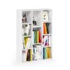 Modern 42-inch High Bookcase with Open Shelves in White Wood Finish