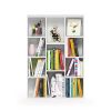 Modern 42-inch High Bookcase with Open Shelves in White Wood Finish