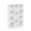 Modern 42-inch High Bookcase with Open Shelves in White Wood Finish