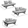 3 In 1 Convertible Sofa Chaise Lounger Bed with  2 Large Pillows