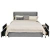 Full Size Linen Headboard 4 Drawer Storage Platform Bed