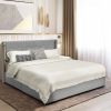 Full Size Linen Headboard 4 Drawer Storage Platform Bed