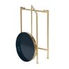 Gold Finish Metal Round End Table Nightstand with  Removable Tray Top