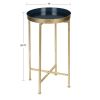 Gold Finish Metal Round End Table Nightstand with  Removable Tray Top