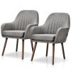 Set of 2 Retro Linen Upholstered Accent Chair with Stylish Wood Legs