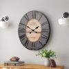 Oversized Distressed Paris Wood Wall Clock