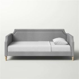 Twin size Polyester Fabric Upholstered Daybed with Nailhead Trim (Color: Gray)