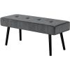 Mid-Century Corduroy Upholstered End of Bed Bench with Black Metal Legs