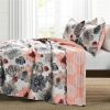 Coral Grey Flowers Lightweight Polyester Microfiber Quilt Set