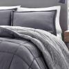 Plush Sherpa Reversible Micro Suede Comforter Set in Gray